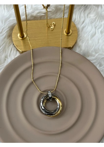 Silver Gold Çelik Kolye