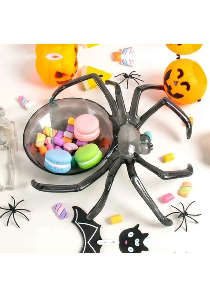 Halloween Örümcek Şeklinde Plastik Malzeme Koyma Kasesi 24 cm Siyah 1 Adet modelleri