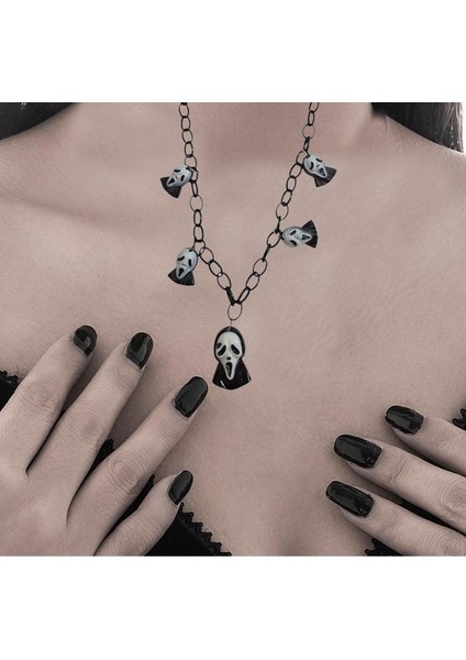 Halloween Metal Zincirli Plastik Ghost Siyah Hayalet Figürlü Kolye modelleri