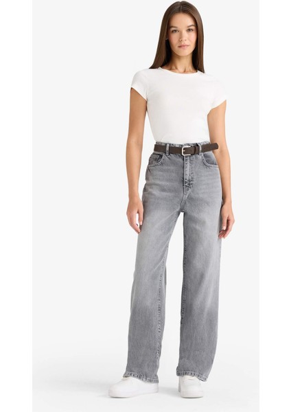 90's Wide Leg Yüksek Bel Uzun Jean Yıkamalı Pantolon F5522AX25AU