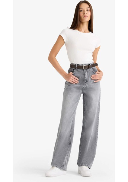 90's Wide Leg Yüksek Bel Uzun Jean Yıkamalı Pantolon F5522AX25AU fiyatları