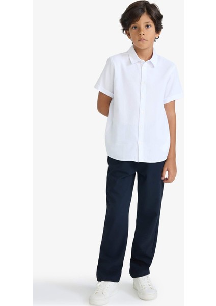 Erkek Çocuk Polo Yaka Dokulu Kısa Kollu Gömlek B0776A825AU fiyatları