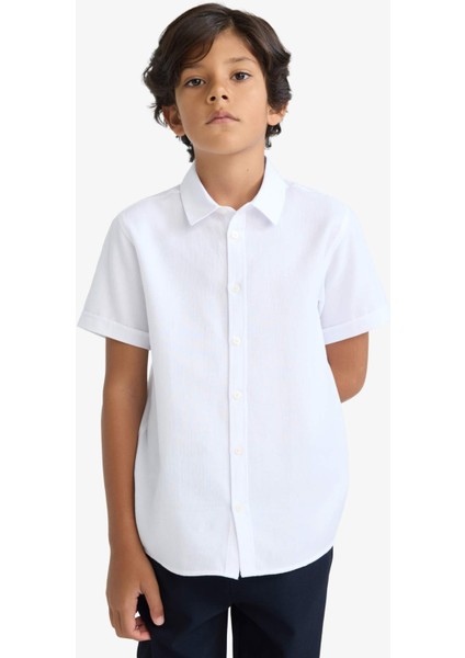 Erkek Çocuk Polo Yaka Dokulu Kısa Kollu Gömlek B0776A825AU modelleri