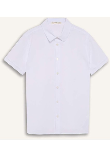 Erkek Çocuk Polo Yaka Dokulu Kısa Kollu Gömlek B0776A825AU