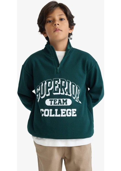 Erkek Çocuk Dik Yaka Fermuarlı Baskılı Okul Sweatshirt F2710A825AU indirimleri