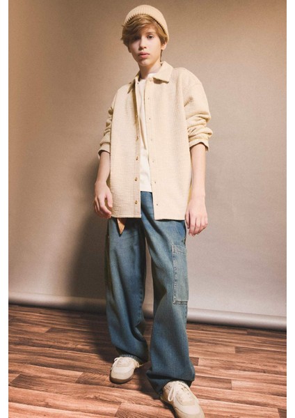 Erkek Çocuk Barrel Fit Düz Paça Jean Pantolon G1652A825AU