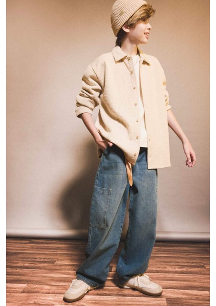 Erkek Çocuk Barrel Fit Düz Paça Jean Pantolon G1652A825AU fiyatları