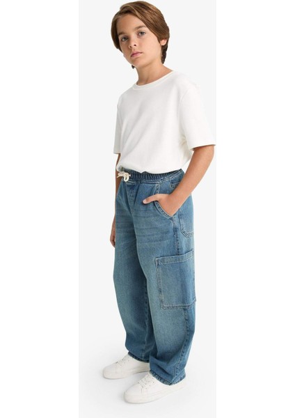 Erkek Çocuk Barrel Fit Düz Paça Jean Pantolon G1652A825AU fırsatları