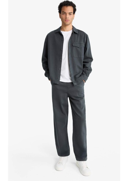 Boxy Fit Polo Yaka Twill Uzun Kollu Gömlek F7124AX25AU fiyatları