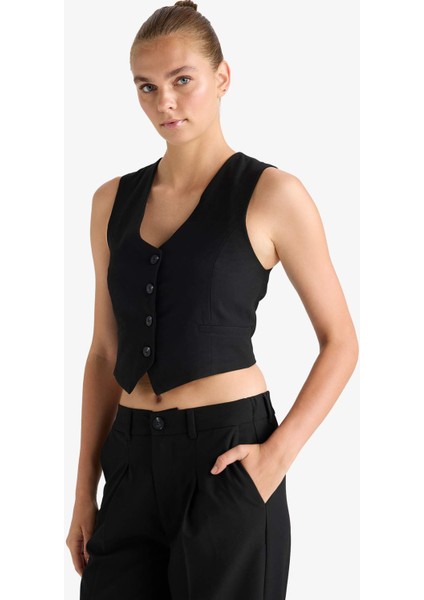 V Yaka Düğmeli Klasik Blazer Yelek C2026AX25AU modelleri