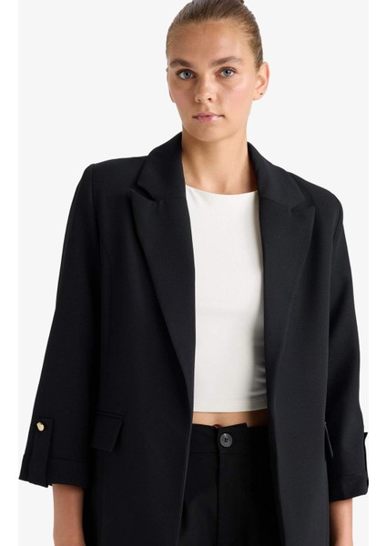 Loose Fit Ceket Yaka Basic Blazer Ceket C3215AX25AU