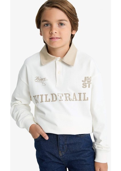 Erkek Çocuk Oversize Geniş Kalıp Polo Yaka Baskılı Uzun Kollu Tişört G1815A825AU modelleri