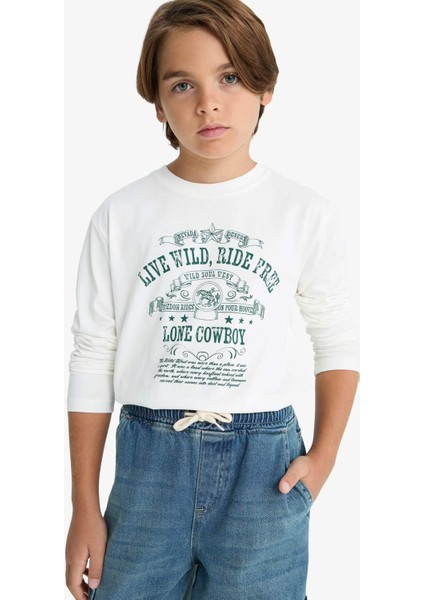 Erkek Çocuk Bisiklet Yaka Baskılı Uzun Kollu Tişört G1817A825AU indirimleri