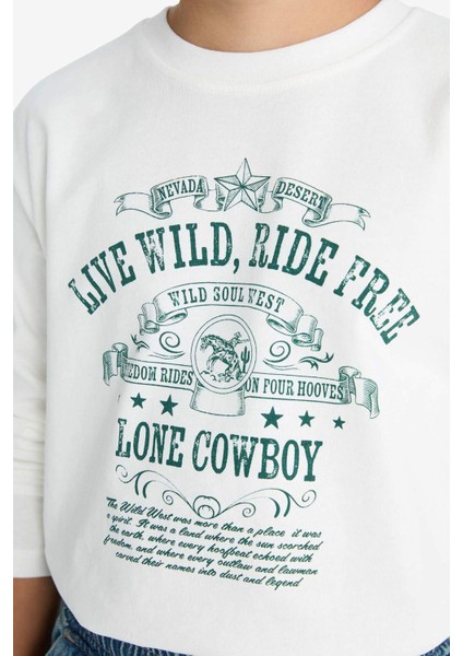 Erkek Çocuk Bisiklet Yaka Baskılı Uzun Kollu Tişört G1817A825AU