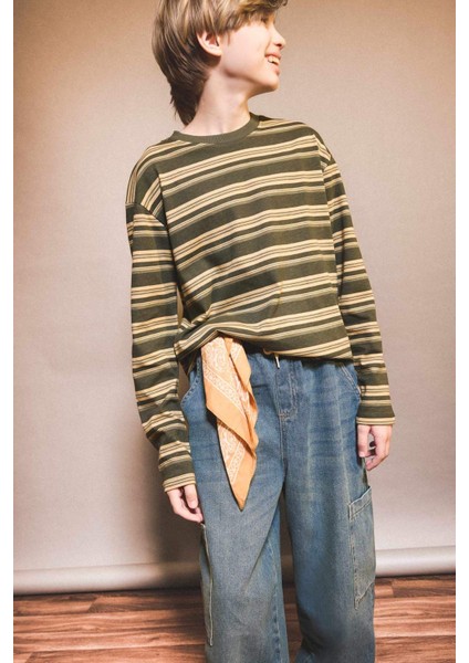 Erkek Çocuk Bisiklet Yaka Çizgili Uzun Kollu Tişört G1818A825AU fiyatları