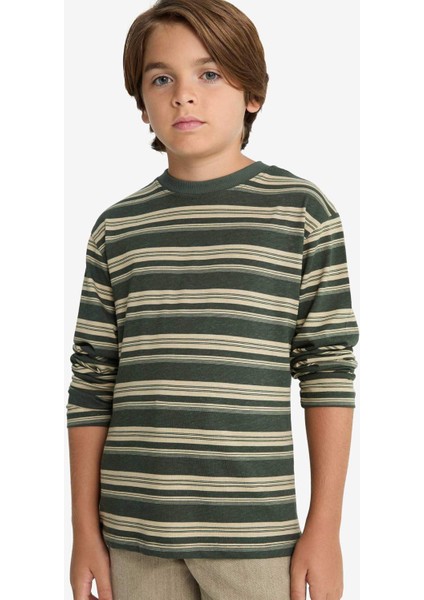 Erkek Çocuk Bisiklet Yaka Çizgili Uzun Kollu Tişört G1818A825AU modelleri