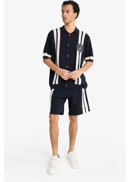 Standart Fit Beli Bağcıklı Renk Bloklu Triko Şort F8546AX25AU modelleri