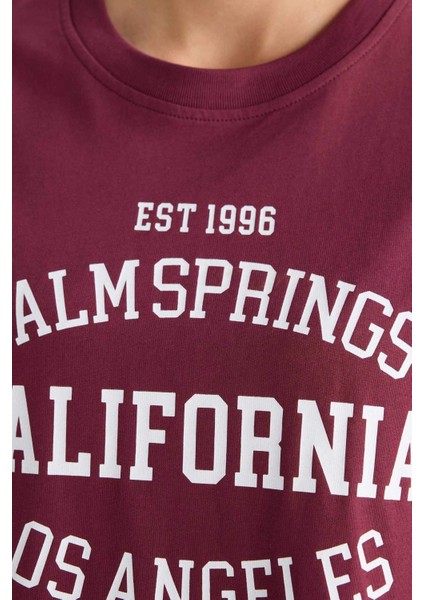 Oversize Geniş Kalıp Bisiklet Yaka Baskılı Kısa Kollu Tişört indirimleri