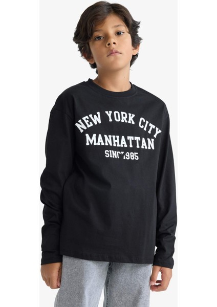 Erkek Çocuk Bisiklet Yaka Baskılı Uzun Kollu Tişört E9514A825AU modelleri