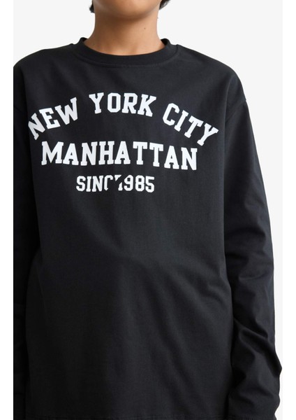 Erkek Çocuk Bisiklet Yaka Baskılı Uzun Kollu Tişört E9514A825AU indirimleri