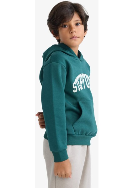 Erkek Çocuk Kapüşonlu İçi Yumuşak Tüylü Baskılı Sweatshirt D3033A825AU modelleri