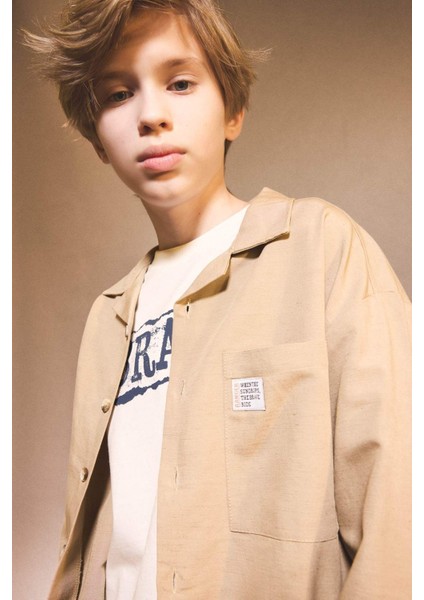 Erkek Çocuk Oversize Geniş Kalıp Polo Yaka Uzun Kollu Gömlek modelleri