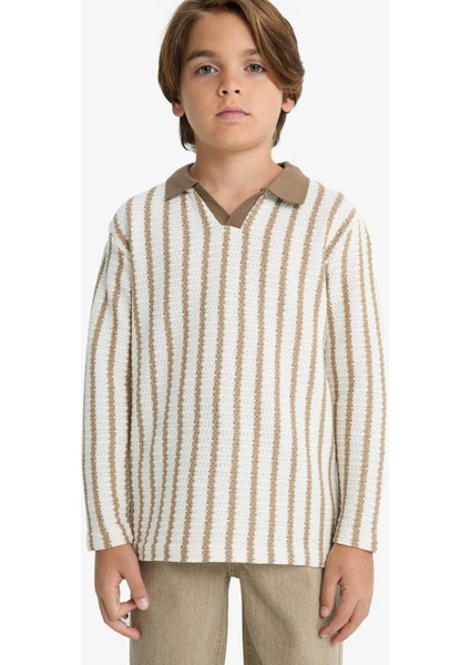 Erkek Çocuk Polo Yaka Çizgili Sweatshirt G2664A825AU indirimleri