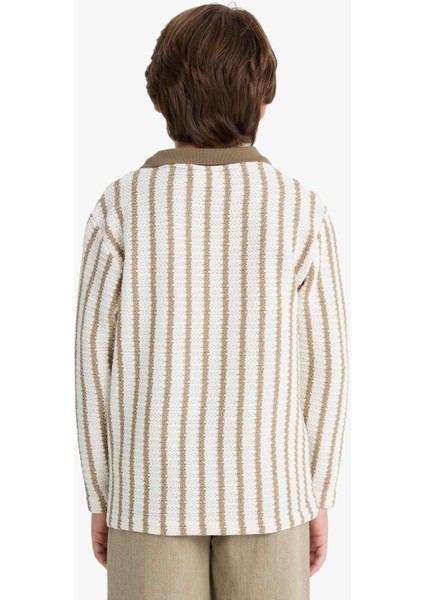 Erkek Çocuk Polo Yaka Çizgili Sweatshirt G2664A825AU