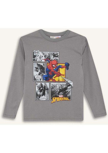 Erkek Çocuk Marvel Games Spiderman Bisiklet Yaka Uzun Kollu Tişört F4813A825AU
