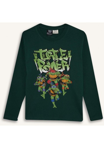 Erkek Çocuk Teenage Mutant Ninja Turtles:Mutant Mayhem Bisiklet Yaka Sırt Baskılı Uzun Kollu Tişört F4822A825AU