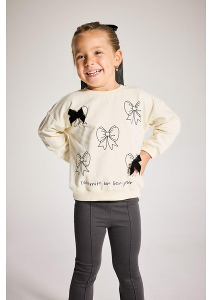 Kız Bebek 2'li Takım Baskılı Sweatshirt İspanyol Paça Tayt F4857A525AU fiyatları