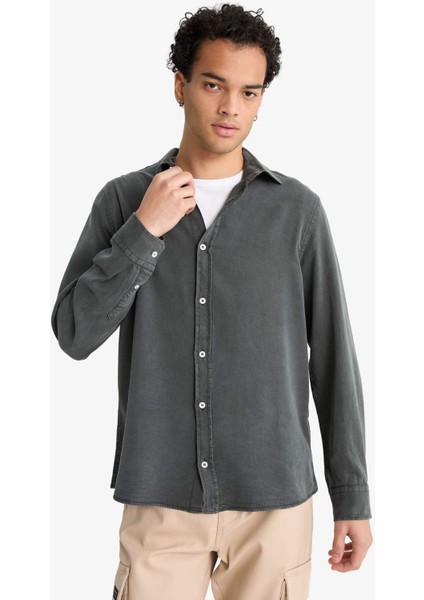 Regular Fit Twill Uzun Kollu Gömlek G0406AX25AU