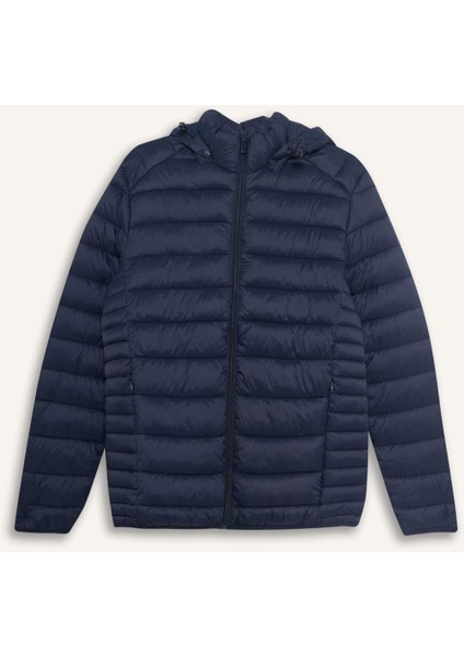 Su İtici Slim Fit Dar Kesim İç Cep Detaylı Kapüşonlu Fermuarlı Cepli Şişme Mont N4661AZ25AU