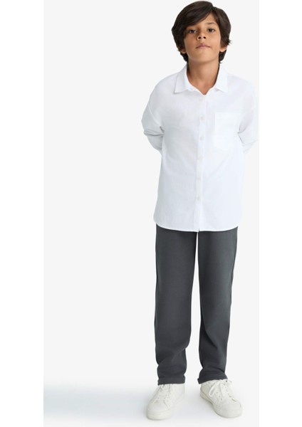 Erkek Çocuk Beli Lastikli Düz Paça Pike Eşofman Altı