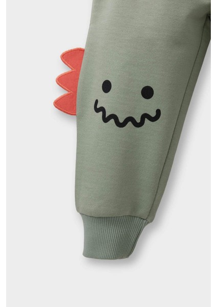 Erkek Bebek 2'li Takım 3D Dinozor Baskılı Sweatshirt Eşofman Altı F5070A525AU