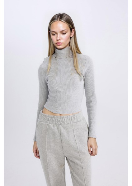 Fitted Balıkçı Yaka Fitilli Kaşkorse Basic Düz Uzun Kollu Tişört D8798AX24AU