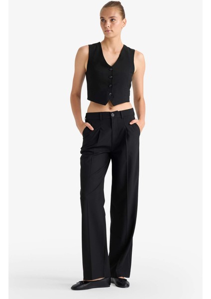 Wide Leg Fermuarlı Yüksek Bel Standart Boy Pantolon E7238AX25AU fiyatları