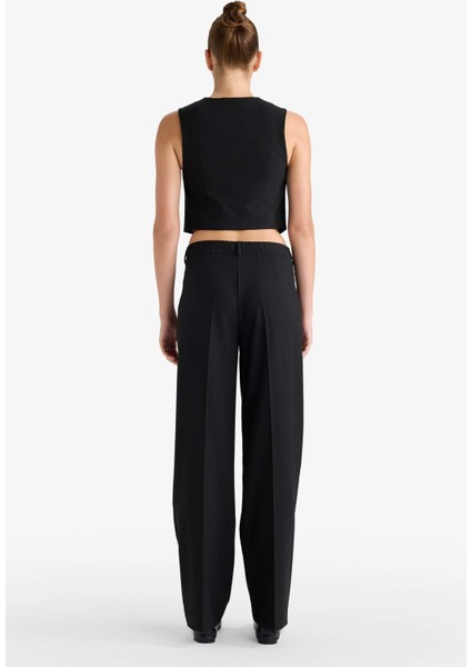 Wide Leg Fermuarlı Yüksek Bel Standart Boy Pantolon E7238AX25AU