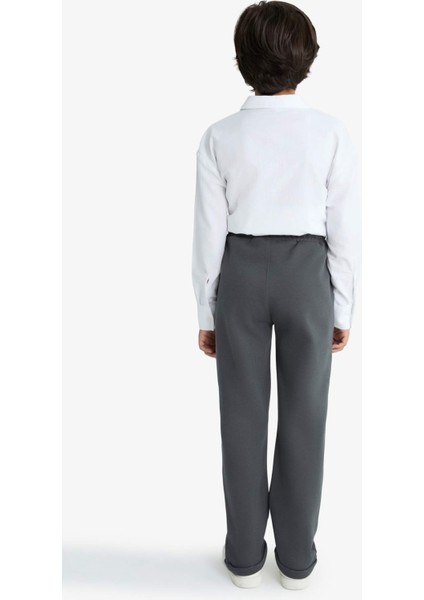 Erkek Çocuk Beli Lastikli Düz Paça Pike Eşofman Altı