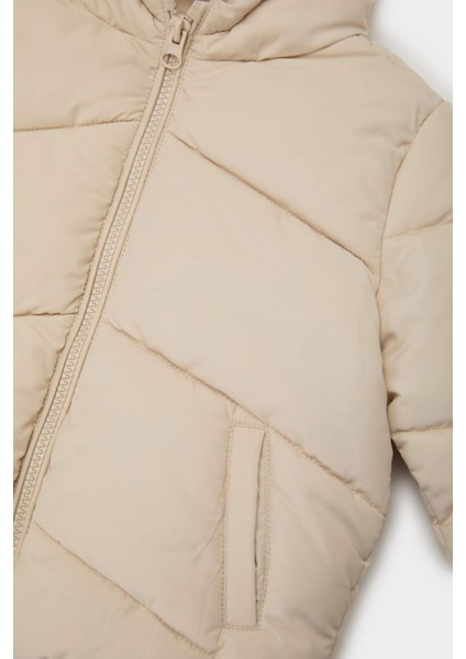 Kız Bebek Rüzgar Geçirmez Su Geçirmez Kapüşonlu Fermuarlı Cepli Şişme Mont E7360A525AU modelleri