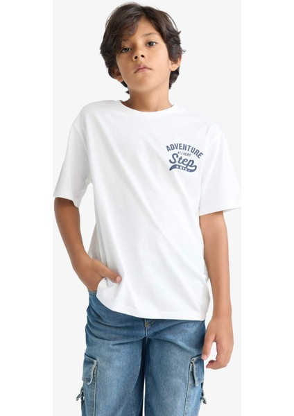 Erkek Çocuk Bisiklet Yaka Baskılı Kısa Kollu Tişört F2572A825SM fırsatları