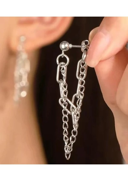 Silver Salkım Çelik Küpe