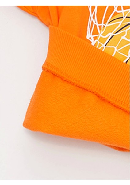 Lcw Baby Turuncu Bisiklet Yaka Uzun Kollu Baskılı Erkek Bebek Sweatshirt ve Pantolon 2'li Takım fırsatları