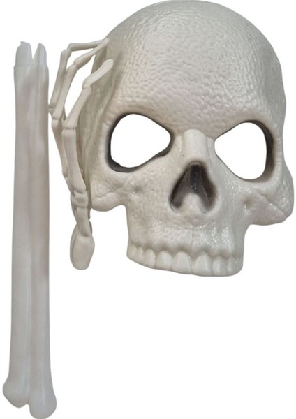 Halloween Iskelet Beyaz El Tutmalı Kurukafa Kafatası Maskesi Sopalı 1 Adet fiyatları