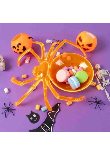 Halloween Örümcek Şeklinde Plastik Malzeme Koyma Kasesi 24 cm Turuncu 1 Adet fiyatları