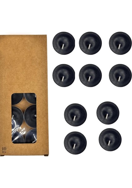 10 gr Siyah Renk Tealight 3,5 cm Yuvarlak Mum 10 Adet Hallow