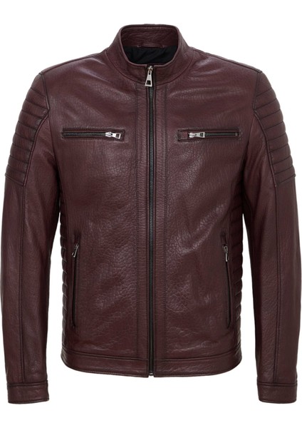 Bordo Hakiki Deri Erkek Hakiki Deri Mont - E23KDM310544-R4X