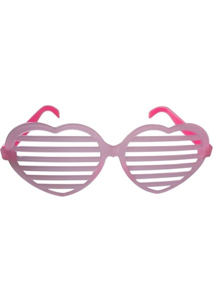 Camsız Fosforlu Kalp Şekilli Pembe Renk Panjur Gözlük 1 Adet Glow Retro