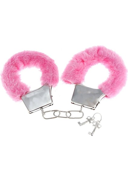 Halloween Oyun Amaçlı Anahtarlı Pembe Renk Peluş Kaplama Metal Kelepçe