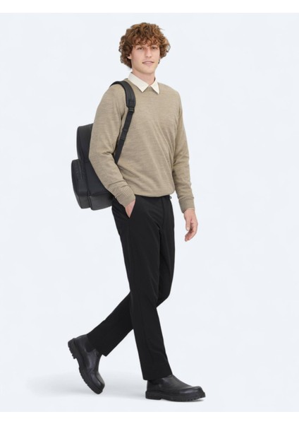 Vizon Bisiklet Yaka Düz Örgü Yün Karışımlı Triko Kazak modelleri